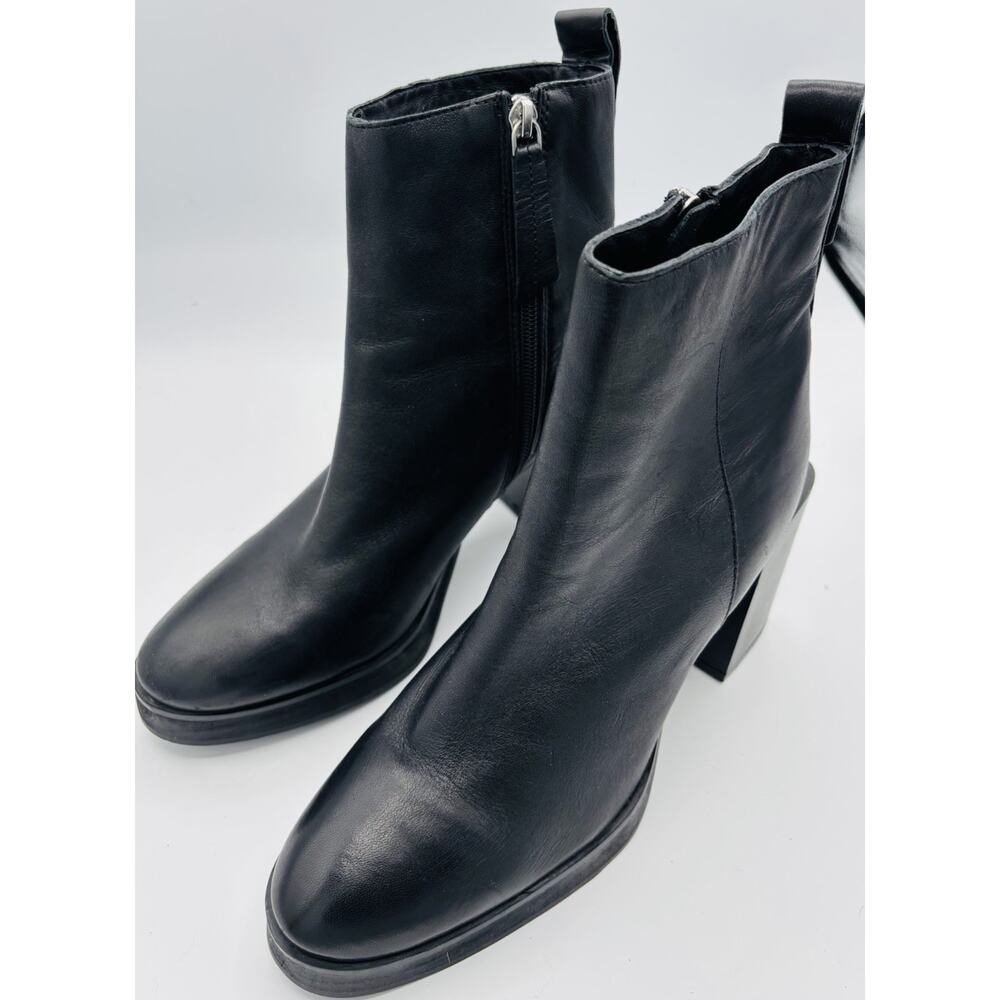 ASRA Black Leather Women’s Block Heel Ankle Boots Sz‎ EU 39 US 8.5